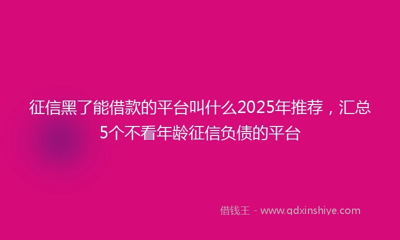 征信黑了能借款的平台叫什么2025年推荐，汇总5个不看年龄征信负债的平台