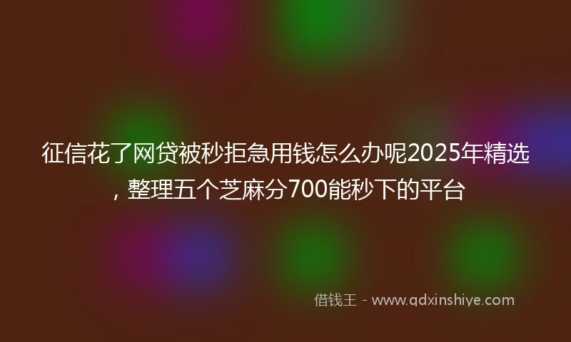 征信花了网贷被秒拒急用钱怎么办呢2025年精选，整理五个芝麻分700能秒下的平台