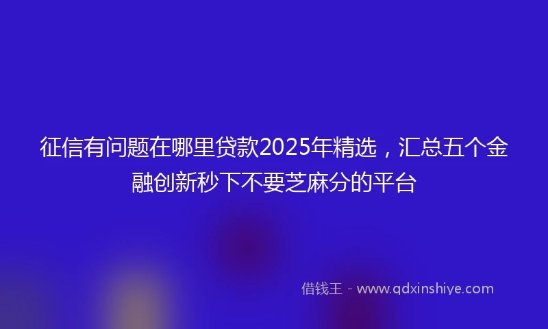 征信有问题在哪里贷款2025年精选，汇总五个金融创新秒下不要芝麻分的平台