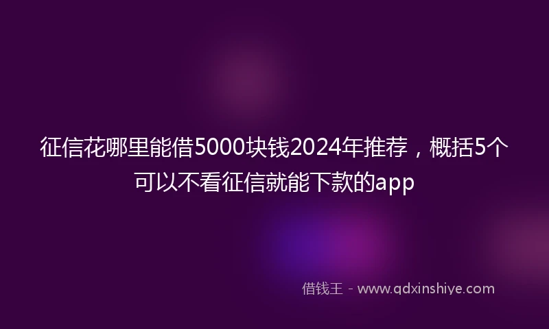 征信花哪里能借5000块钱2024年推荐，概括5个可以不看征信就能下款的app