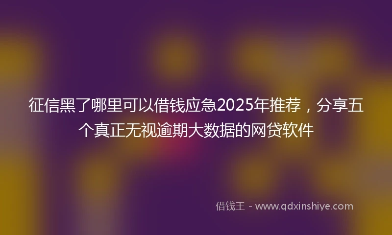 征信黑了哪里可以借钱应急2025年推荐，分享五个真正无视逾期大数据的网贷软件