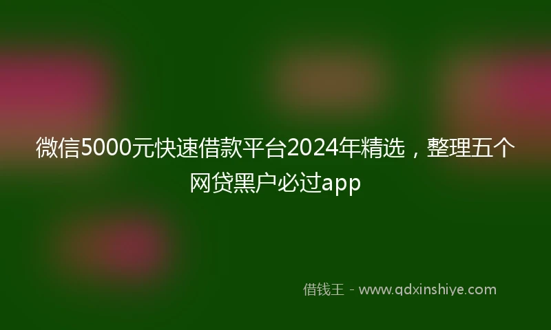 微信5000元快速借款平台2024年精选，整理五个网贷黑户必过app