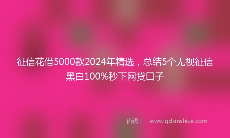 征信花借5000款2024年精选，总结5个无视征信黑白100%秒下网贷口子