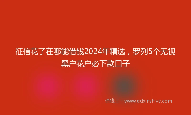 征信花了在哪能借钱2024年精选，罗列5个无视黑户花户必下款口子