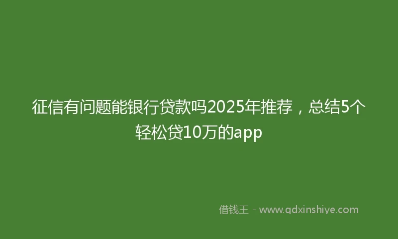 征信有问题能银行贷款吗2025年推荐，总结5个轻松贷10万的app