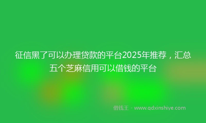 征信黑了可以办理贷款的平台2025年推荐，汇总五个芝麻信用可以借钱的平台