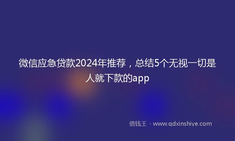 微信应急贷款2024年推荐，总结5个无视一切是人就下款的app
