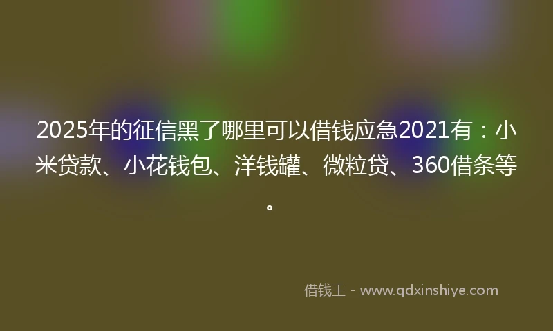2025年的征信黑了哪里可以借钱应急2021有:小米贷款、小花钱包、洋钱罐、微粒贷、360借条等。