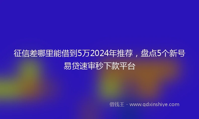 征信差哪里能借到5万2024年推荐，盘点5个新号易贷速审秒下款平台