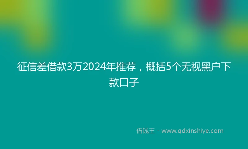 征信差借款3万2024年推荐，概括5个无视黑户下款口子