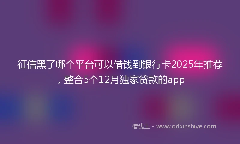 征信黑了哪个平台可以借钱到银行卡2025年推荐,整合5个12月独家贷款的app