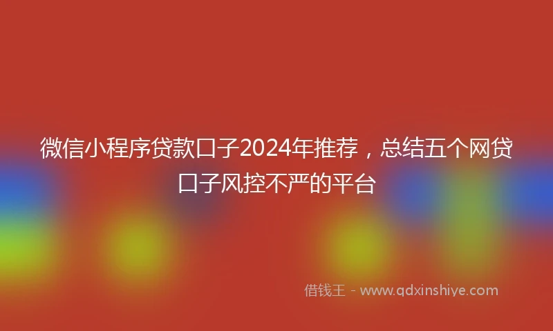 微信小程序贷款口子2024年推荐，总结五个网贷口子风控不严的平台