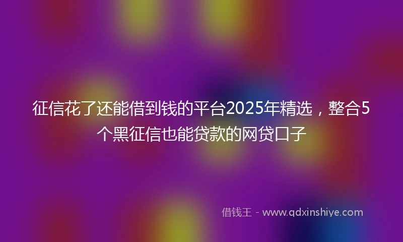 征信花了还能借到钱的平台2025年精选，整合5个黑征信也能贷款的网贷口子