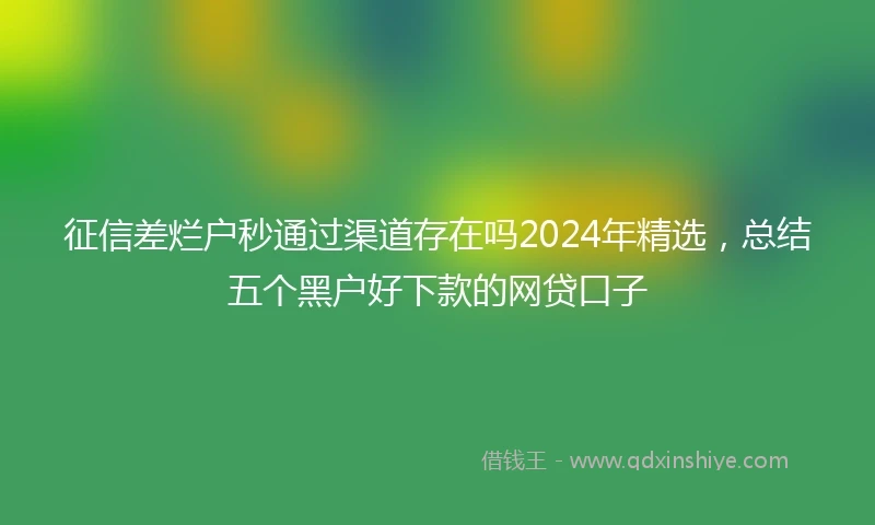 征信差烂户秒通过渠道存在吗2024年精选，总结五个黑户好下款的网贷口子
