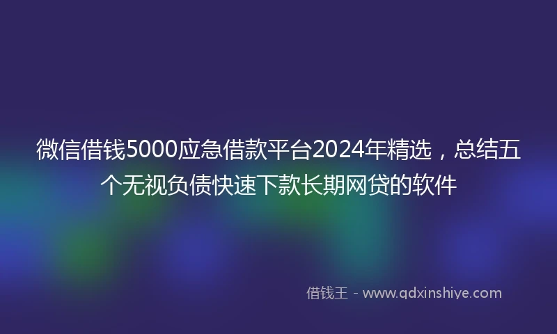 微信借钱5000应急借款平台2024年精选，总结五个无视负债快速下款长期网贷的软件