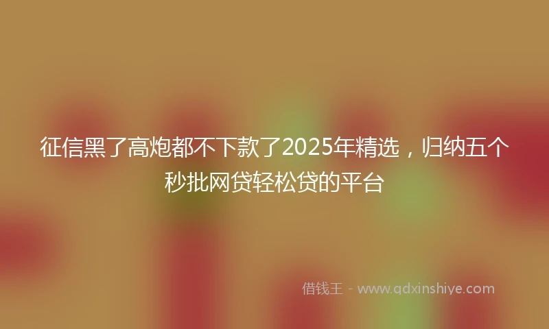 征信黑了高炮都不下款了2025年精选，归纳五个秒批网贷轻松贷的平台