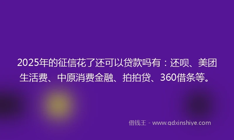 2025年的征信花了还可以贷款吗有：还呗、美团生活费、中原消费金融、拍拍贷、360借条等。
