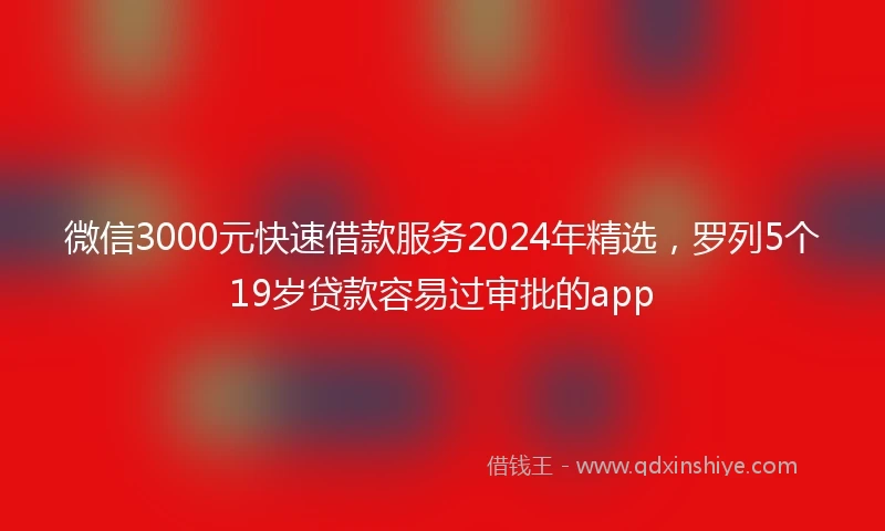 微信3000元快速借款服务2024年精选，罗列5个19岁贷款容易过审批的app