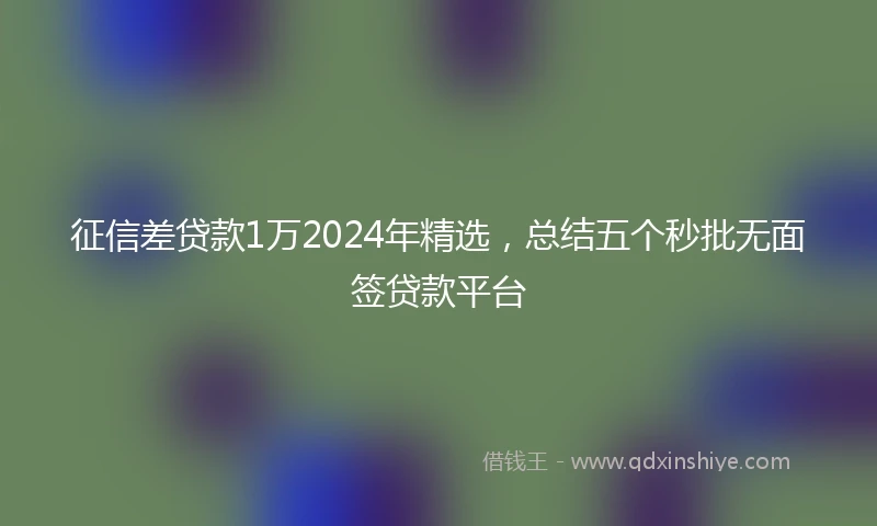 征信差贷款1万2024年精选，总结五个秒批无面签贷款平台