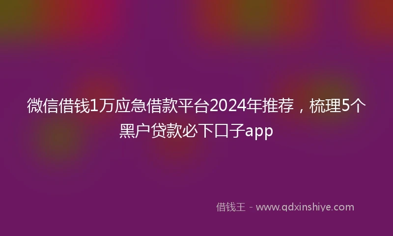 微信借钱1万应急借款平台2024年推荐，梳理5个黑户贷款必下口子app