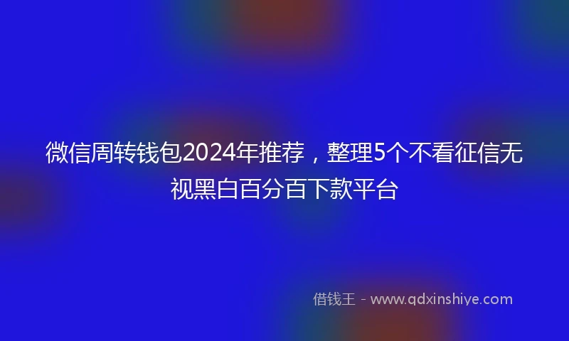 微信周转钱包2024年推荐,整理5个不看征信无视黑白百分百下款平台