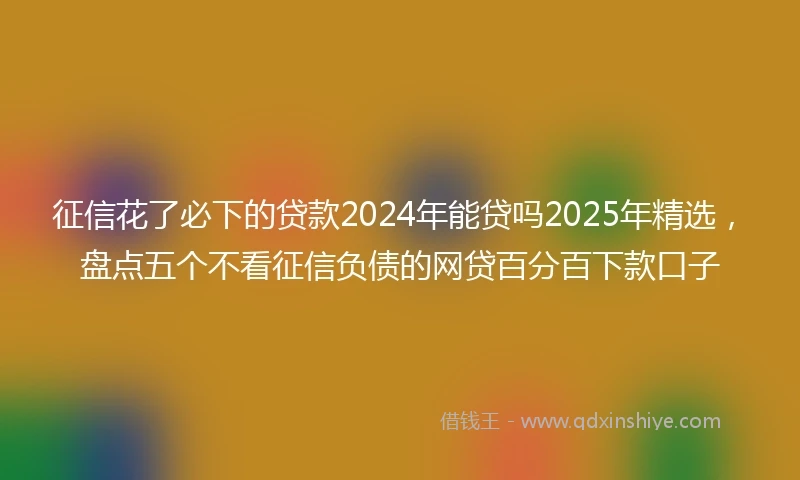 征信花了必下的贷款2024年能贷吗2025年精选，盘点五个不看征信负债的网贷百分百下款口子
