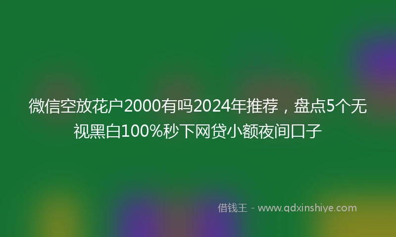 微信空放花户2000有吗2024年推荐，盘点5个无视黑白100%秒下网贷小额夜间口子