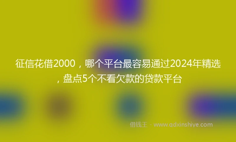 征信花借2000，哪个平台最容易通过2024年精选，盘点5个不看欠款的贷款平台