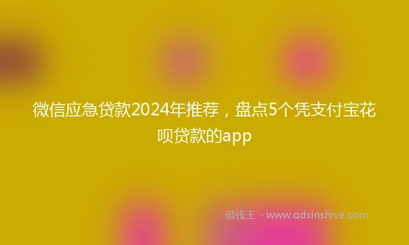 微信应急贷款2024年推荐，盘点5个凭支付宝花呗贷款的app