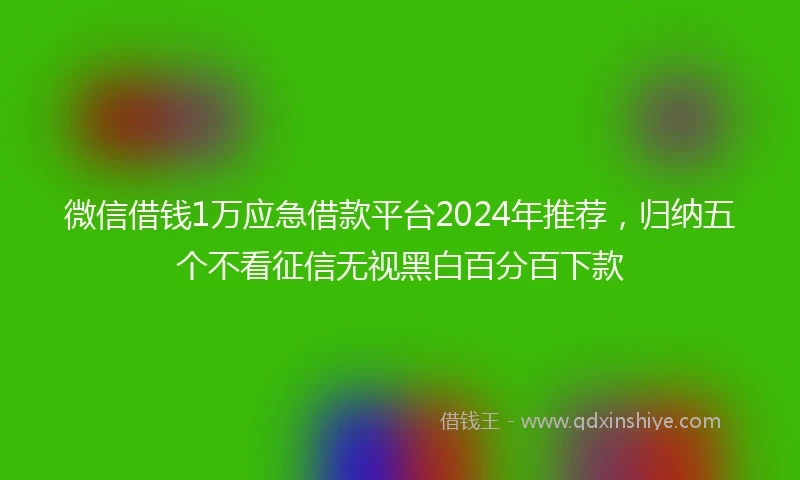 微信借钱1万应急借款平台2024年推荐，归纳五个不看征信无视黑白百分百下款