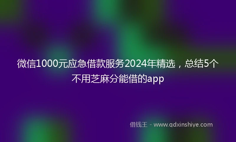 微信1000元应急借款服务2024年精选，总结5个不用芝麻分能借的app