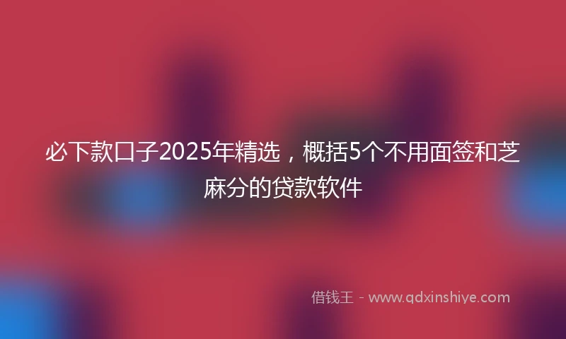 必下款口子2025年精选，概括5个不用面签和芝麻分的贷款软件