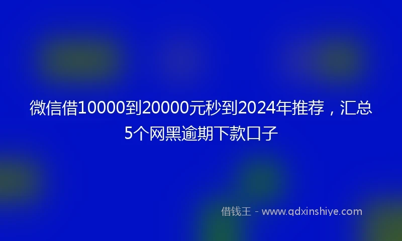 微信借10000到20000元秒到2024年推荐，汇总5个网黑逾期下款口子