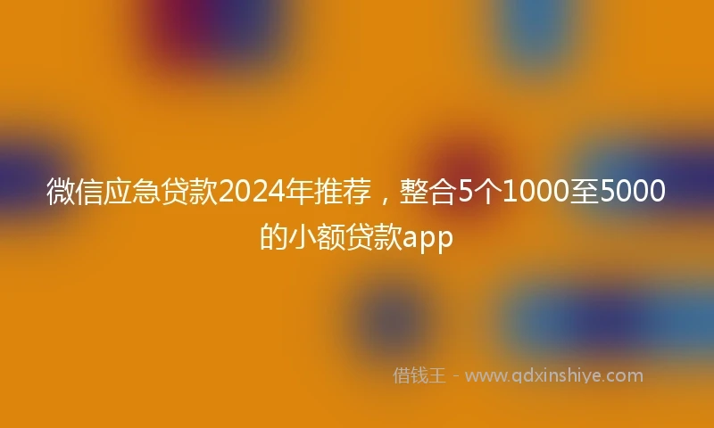 微信应急贷款2024年推荐，整合5个1000至5000的小额贷款app