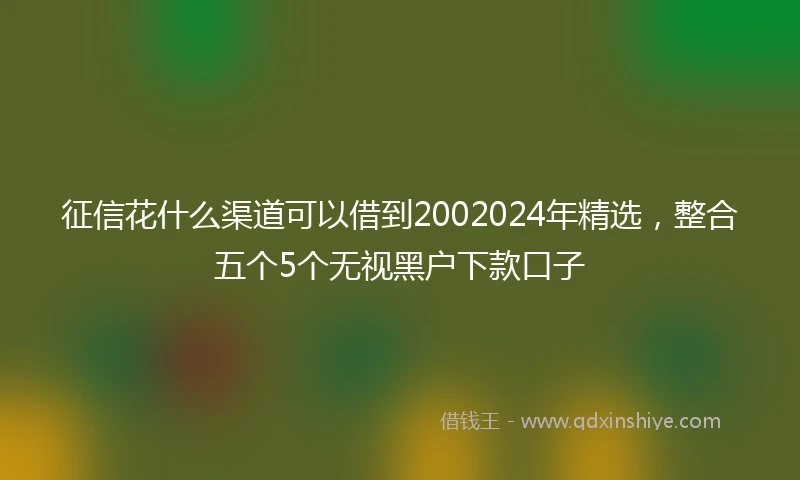 征信花什么渠道可以借到2002024年精选，整合五个5个无视黑户下款口子