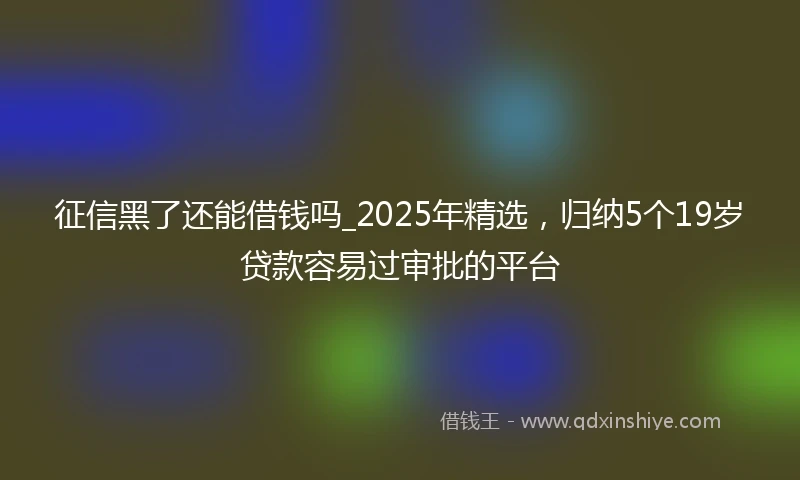 征信黑了还能借钱吗_2025年精选，归纳5个19岁贷款容易过审批的平台
