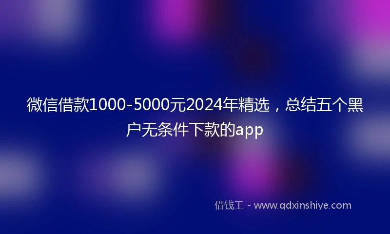 微信借款1000-5000元2024年精选，总结五个黑户无条件下款的app