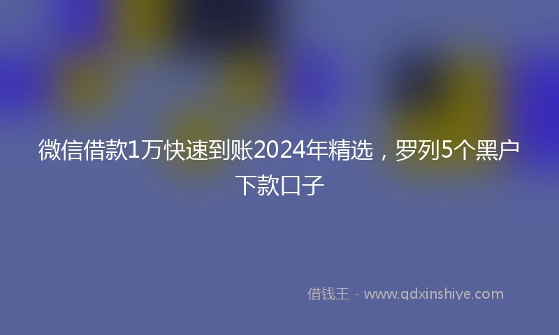 微信借款1万快速到账2024年精选，罗列5个黑户下款口子