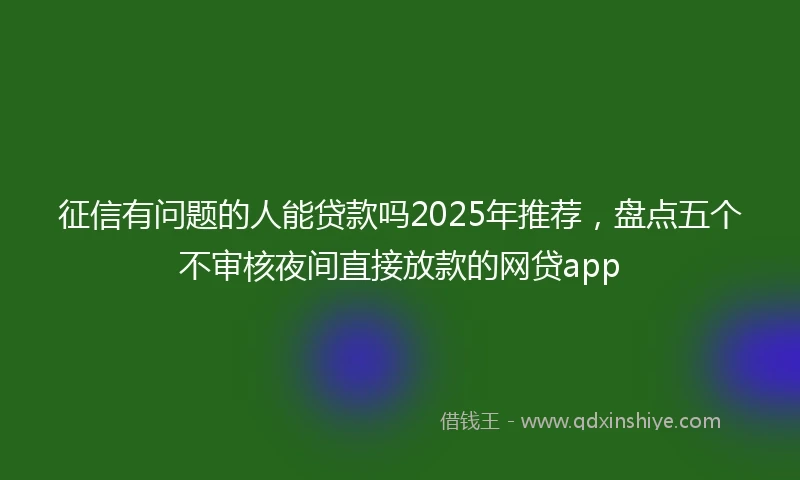 征信有问题的人能贷款吗2025年推荐，盘点五个不审核夜间直接放款的网贷app