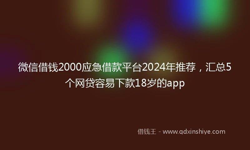微信借钱2000应急借款平台2024年推荐，汇总5个网贷容易下款18岁的app