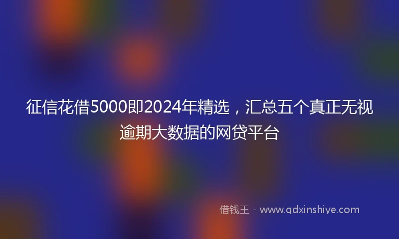 征信花借5000即2024年精选，汇总五个真正无视逾期大数据的网贷平台