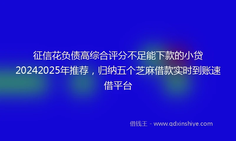 征信花负债高综合评分不足能下款的小贷20242025年推荐，归纳五个芝麻借款实时到账速借平台