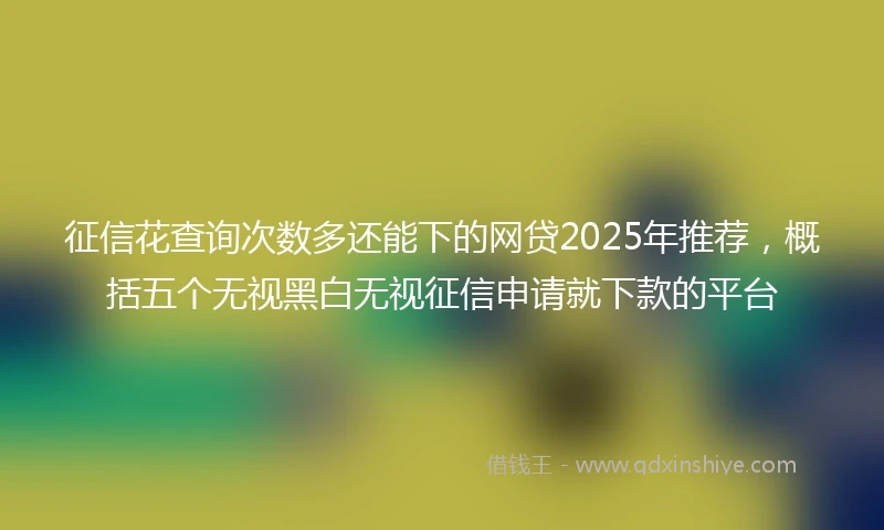 征信花查询次数多还能下的网贷2025年推荐，概括五个无视黑白无视征信申请就下款的平台