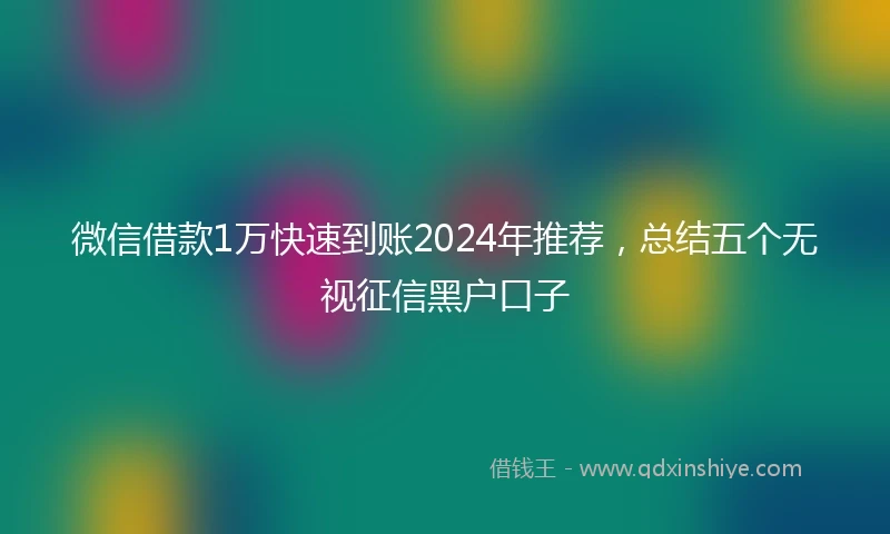 微信借款1万快速到账2024年推荐，总结五个无视征信黑户口子