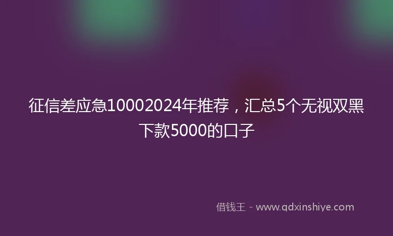 征信差应急10002024年推荐，汇总5个无视双黑下款5000的口子