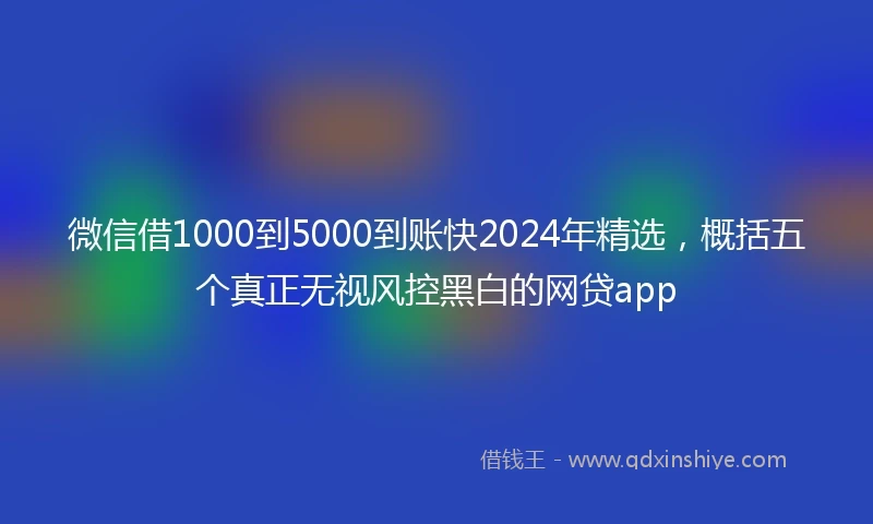 微信借1000到5000到账快2024年精选，概括五个真正无视风控黑白的网贷app