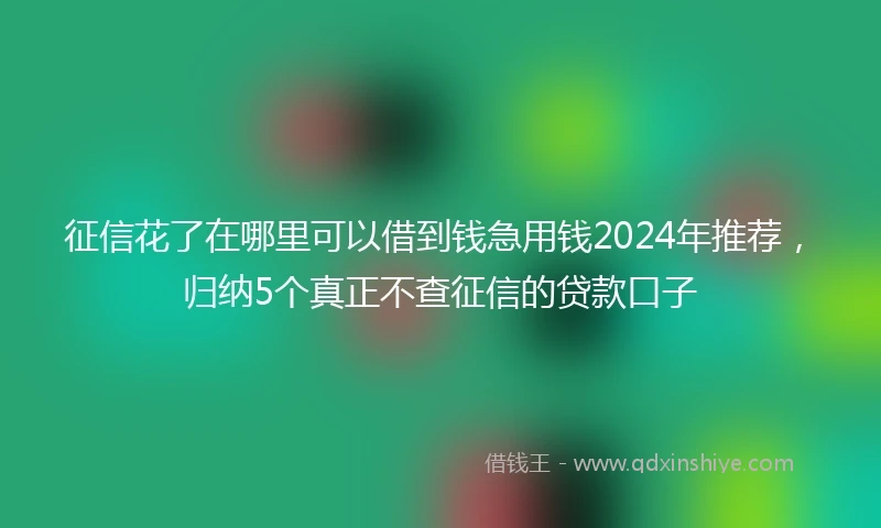征信花了在哪里可以借到钱急用钱2024年推荐，归纳5个真正不查征信的贷款口子