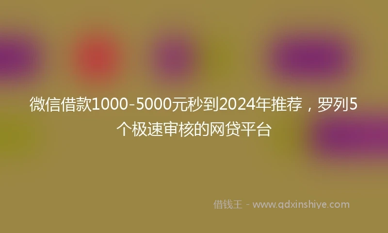 微信借款1000-5000元秒到2024年推荐，罗列5个极速审核的网贷平台