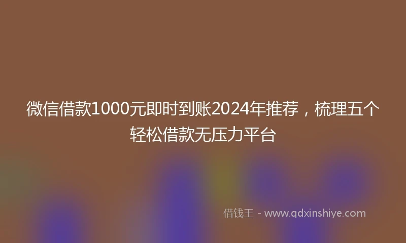 微信借款1000元即时到账2024年推荐，梳理五个轻松借款无压力平台