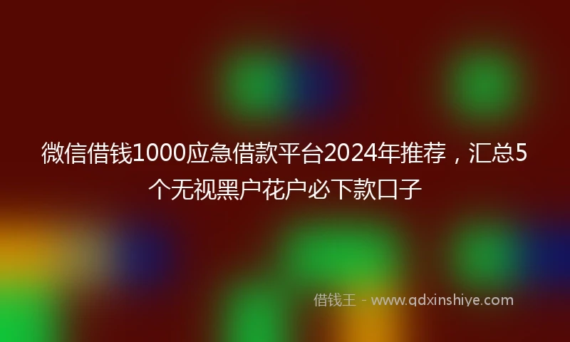 微信借钱1000应急借款平台2024年推荐，汇总5个无视黑户花户必下款口子